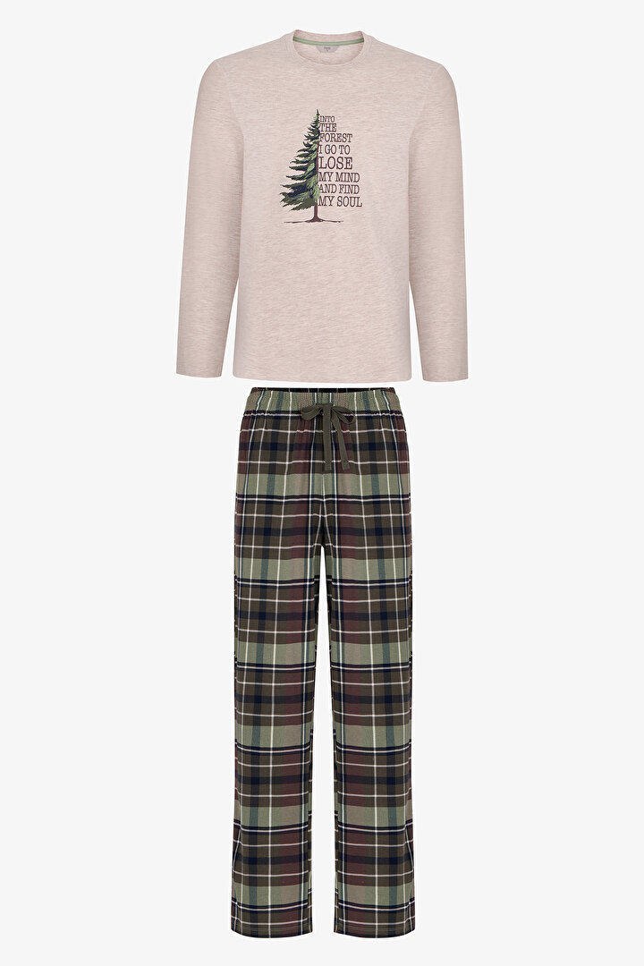 Erkek Pine Forest Ekoseli Pantolon Uzun Kollu Pijama Takımı - 1