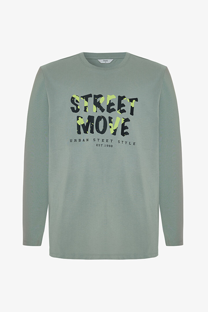 Move Erkek Slogan Baskılı Uzun Kollu Pamuklu Pijama Takımı - 2