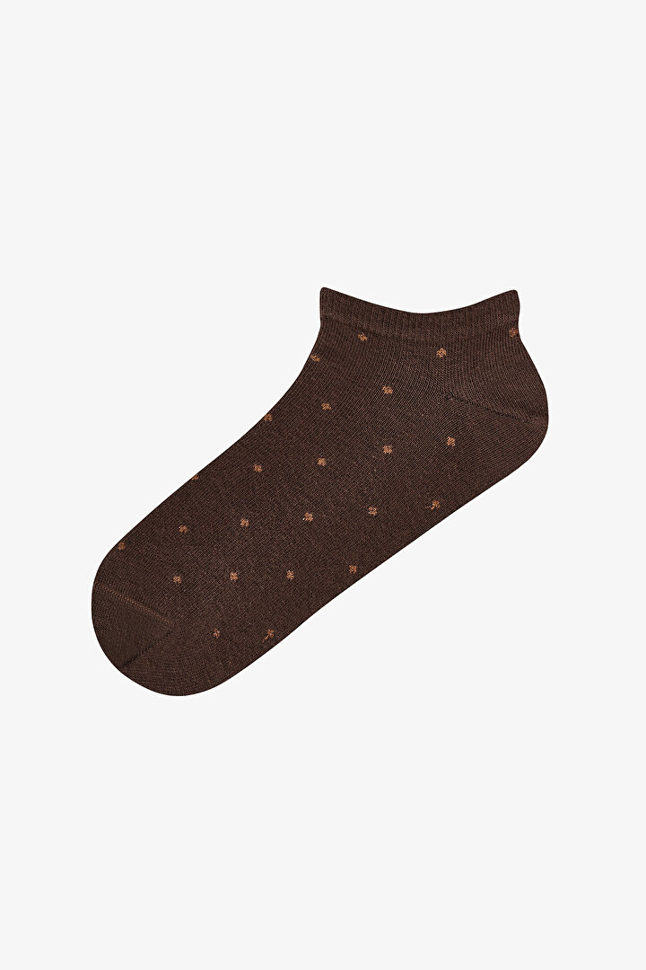 Brown Black Simple Polka Dot Cotton 5 Pack Liner Socks - 2
