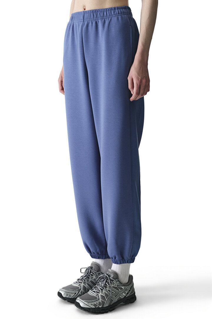 Koyu Mavi Silky Feel Contrast Jogger Pantolon - 1