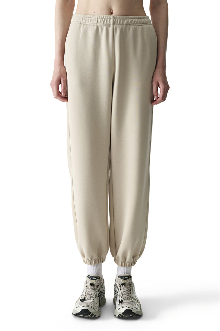 Bej Silky Feel Contrast Jogger Pantolon - 1