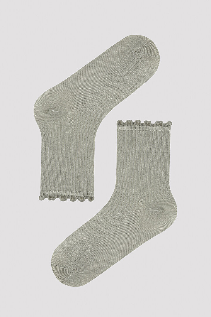 Ribed Fırfırlı Çorap - 1