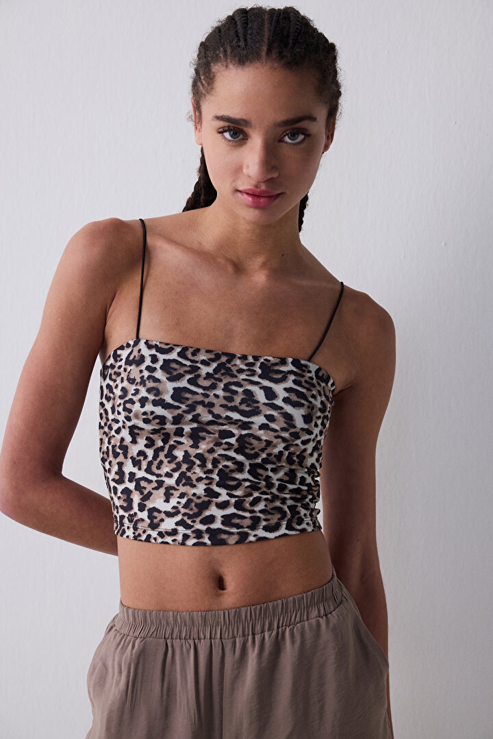 Crop Printed Çok Renkli Üst - 1