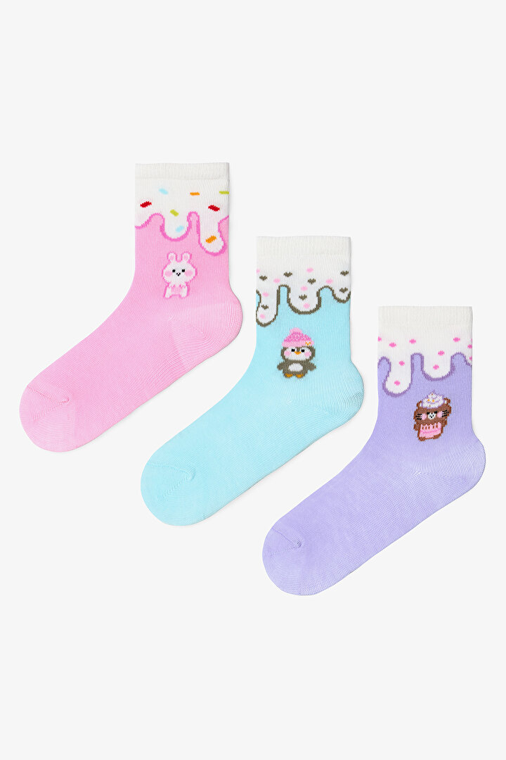 Kız Çocuk Icy Friends 3'lü Soket Çorap - 1