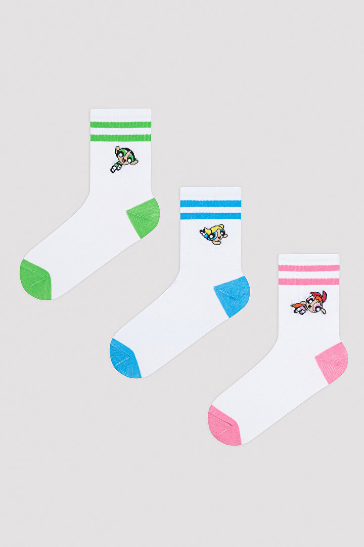 Tennis 3in1 White Socket Socks- Powerpuff Girls Collection - 1
