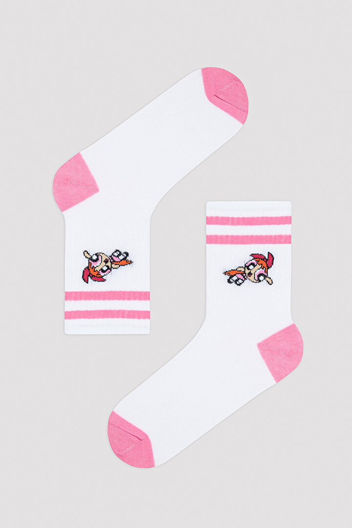 Tennis 3lü Beyaz Soket Çorap - Powerpuff Girls Koleksiyonu - 3