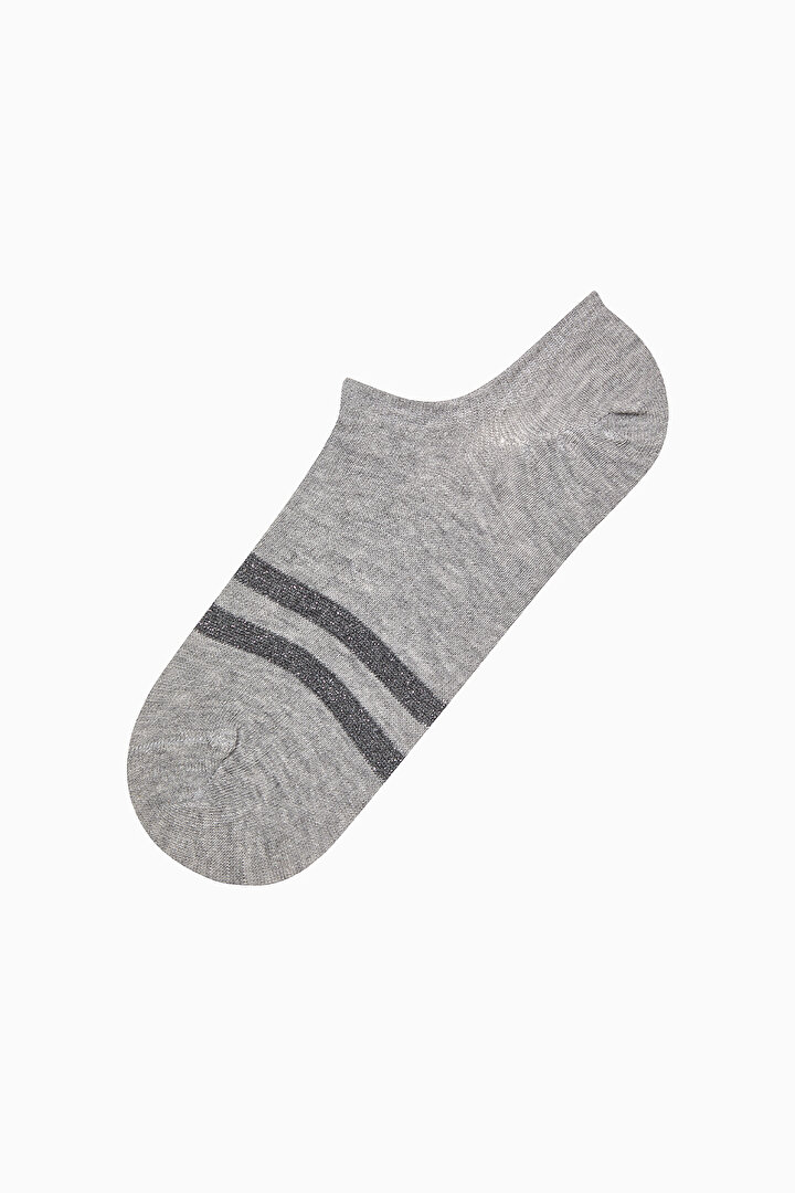 Leopard Shiny Stripe Grey 3in1 Sneaker Socks - 2