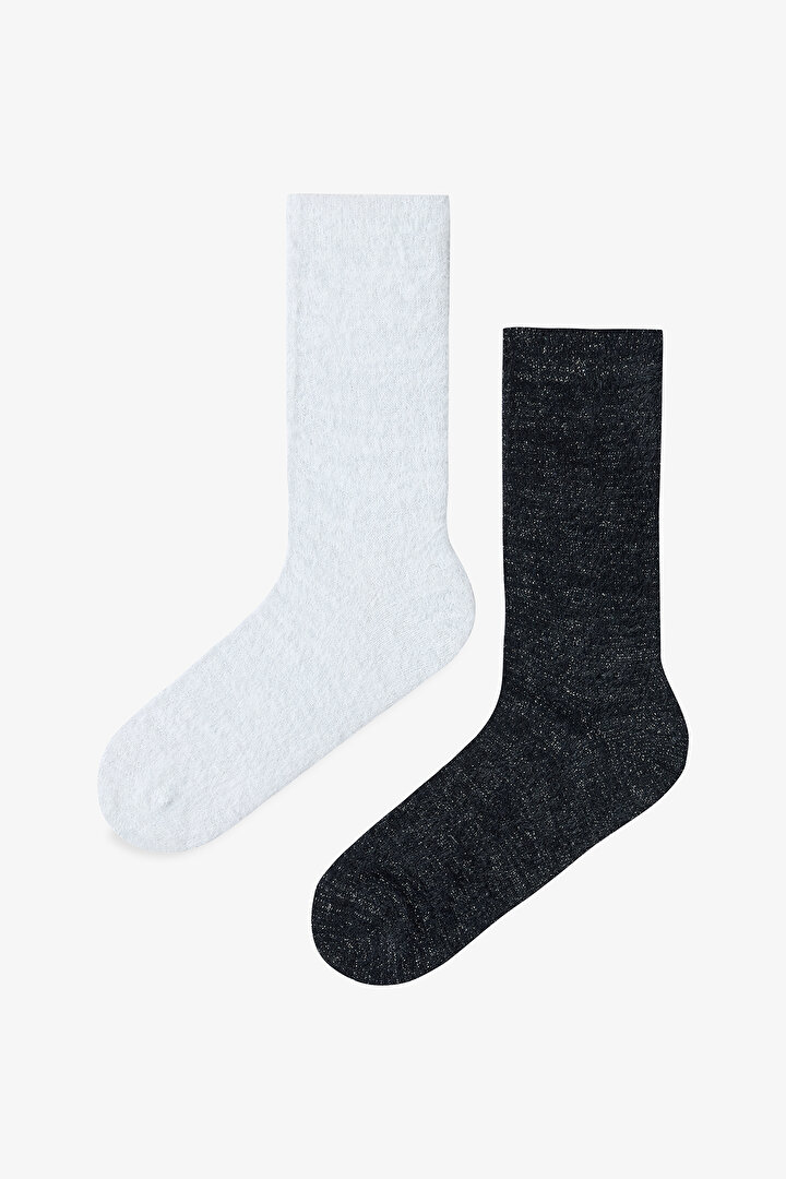 2 Çift Işıltılı Kalın Soket Çorap - 1
