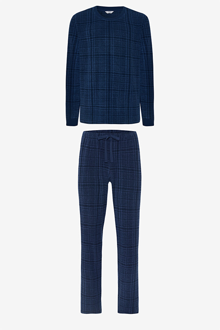 Erkek Ekoseli Oversize Pamuklu Pijama Takımı - 1