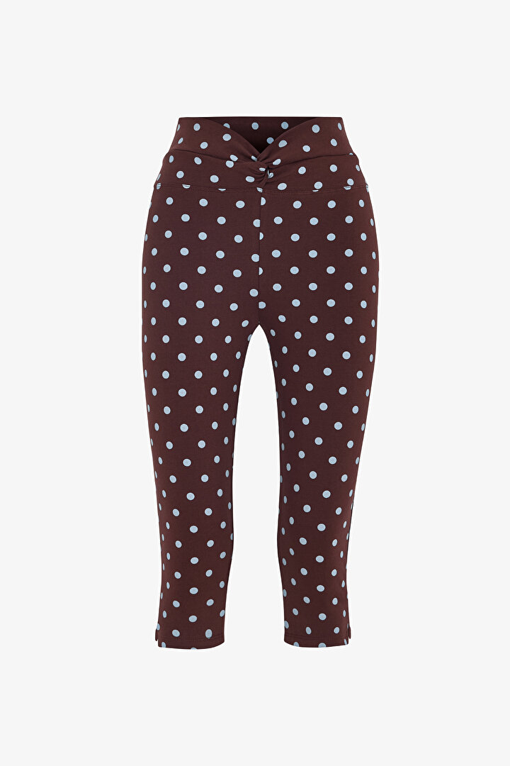 Multicolor Twisted Waist Patterned Capri Leggings - 1