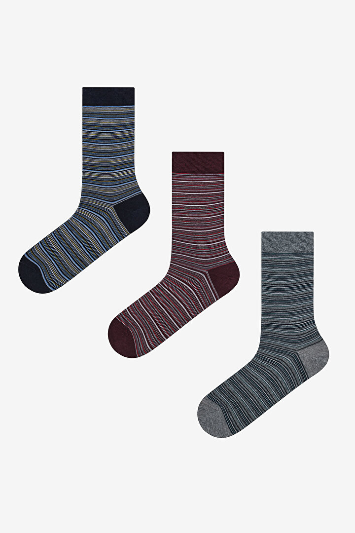 Man Colourful 3in1 Burgundy Socket Socks - 1