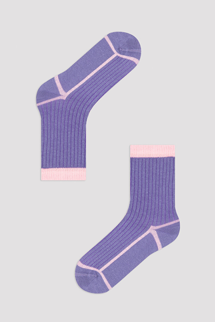 Çok Renkli Kız Çocuk 2'li Soket Çorap - 1