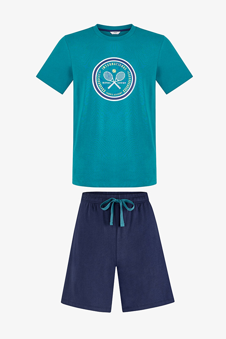 Erkek Renkli Serve Style Pijama Takımı - 1