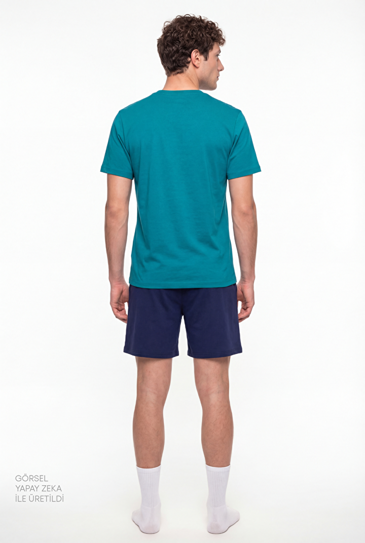 Erkek Renkli Serve Style Pijama Takımı - 2