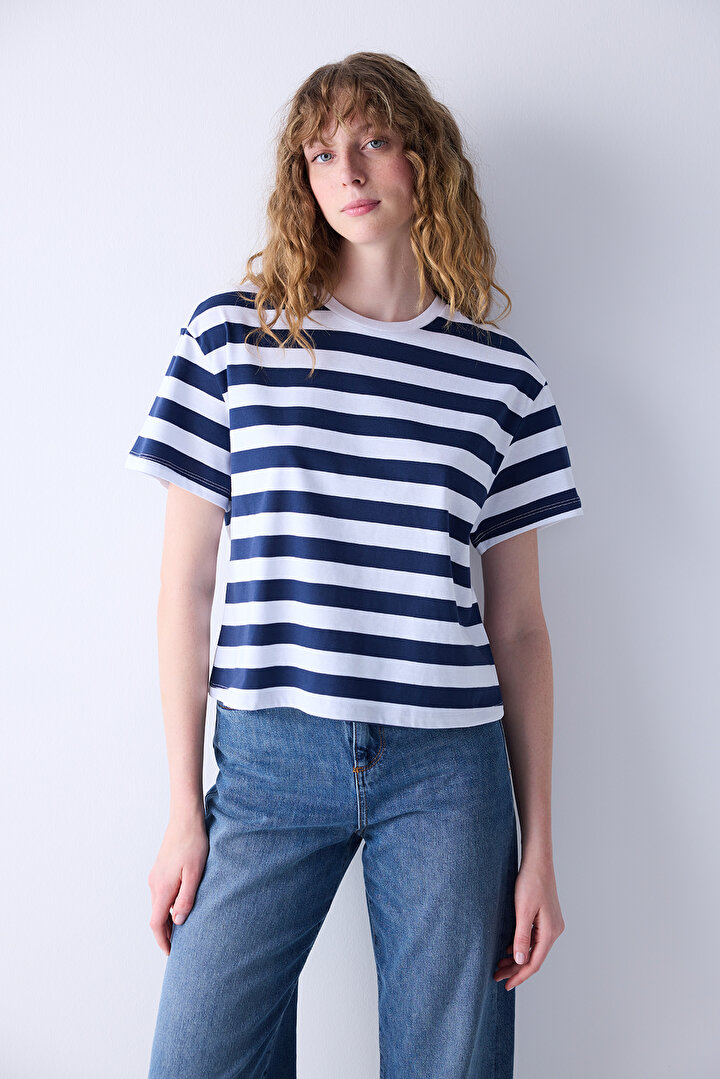 Crop Stripe T-Shirt - 1