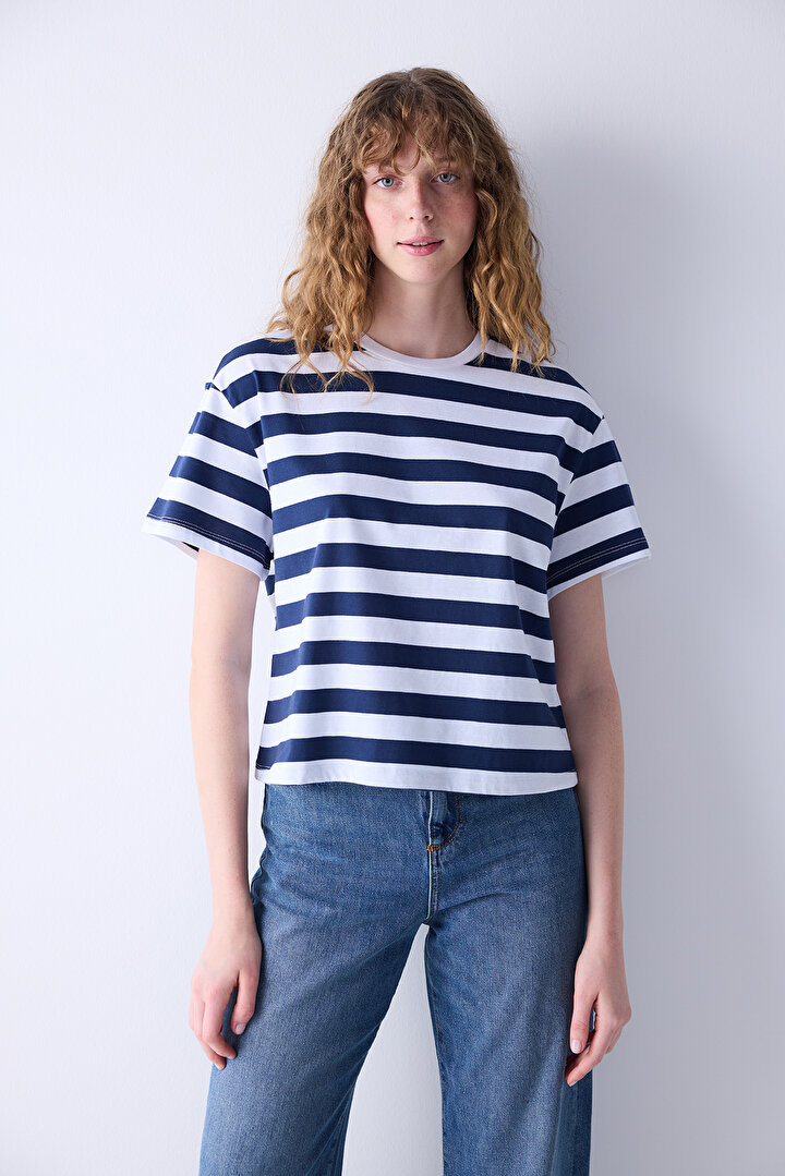 Crop Stripe T-Shirt - 2