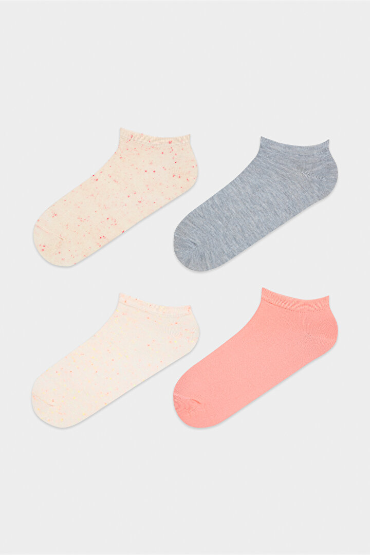 Çok Renkli Basic Colorful Nope 4lü Patik Çorap - 1