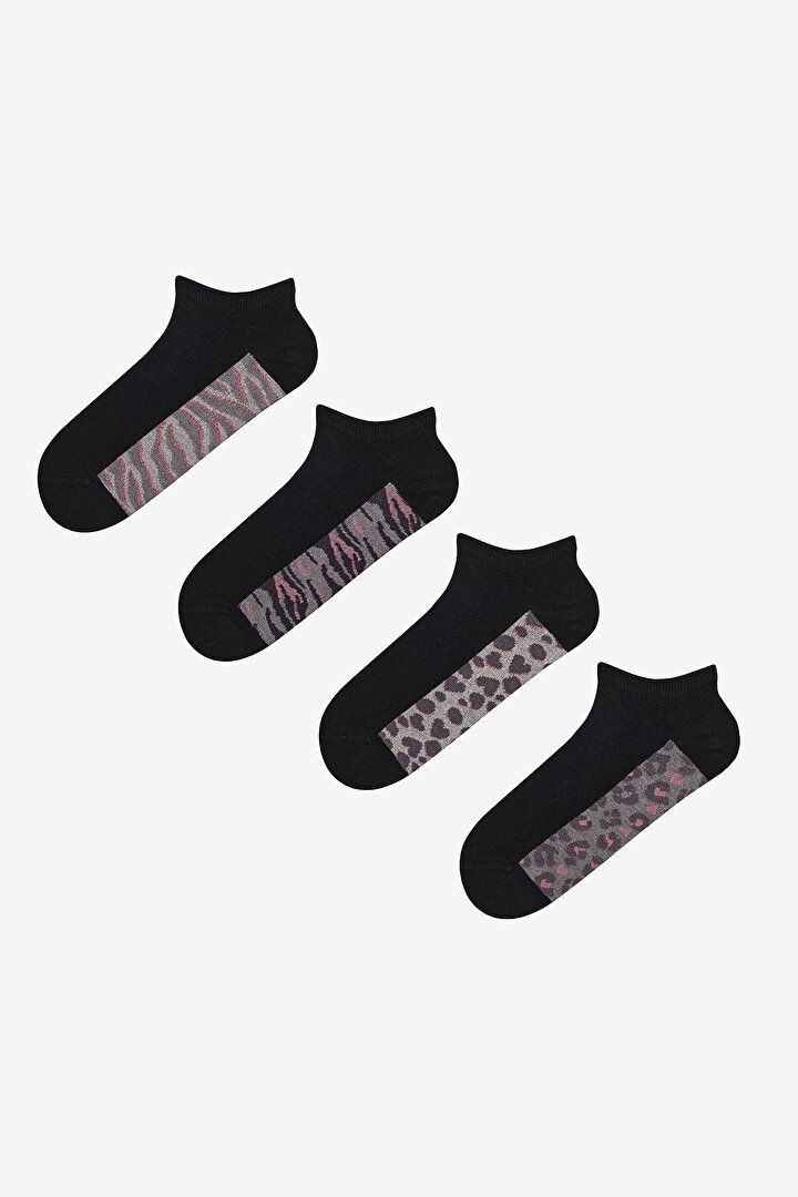 Leopard Mix 4in1 Black Liner Socks - 1