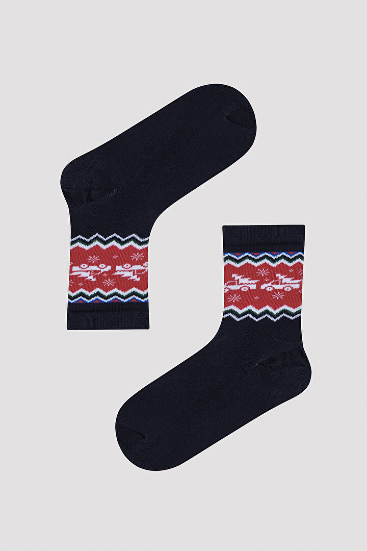 Boys Snowman Navy 2in1 Liner Socks - 2