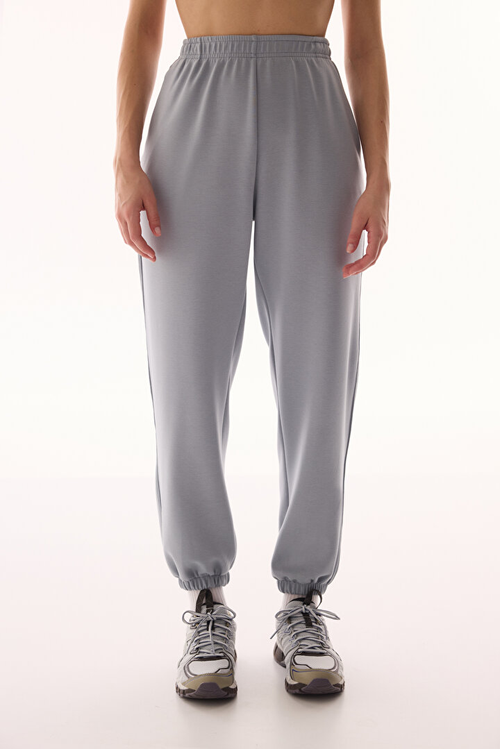 Gray Silky Feel Zipped Jogger Pants - 2
