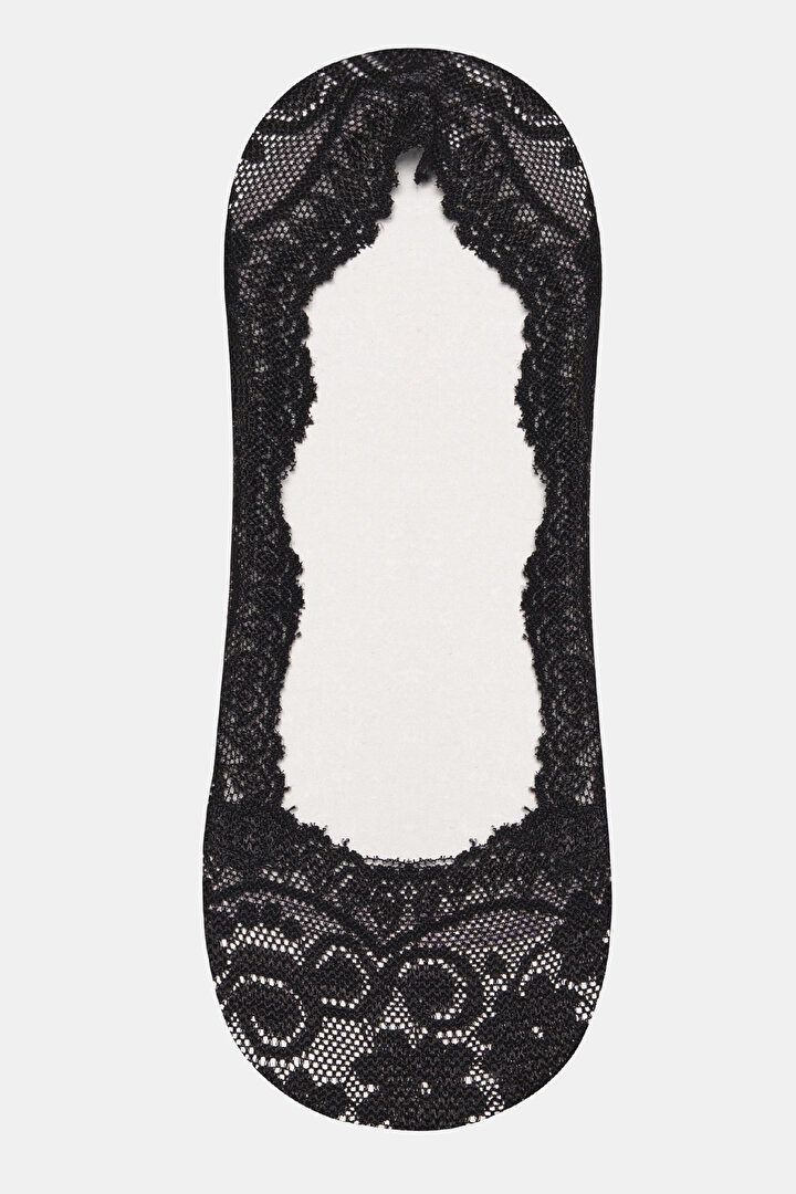 Lace Siyah Babet Çorabı - 1