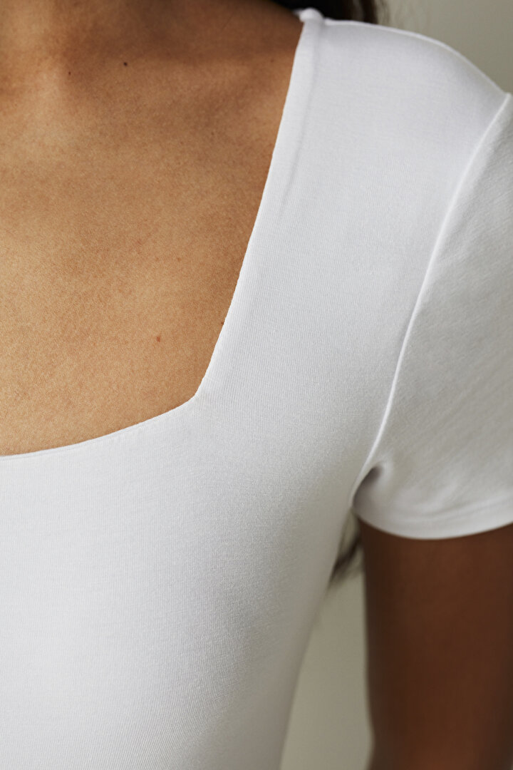 Optik Beyaz Square Neck Bodysuit - 2