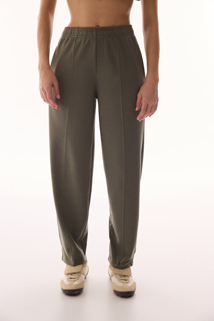 Haki Ön Dikiş Detaylı Balon Kalıp Pantolon - 2