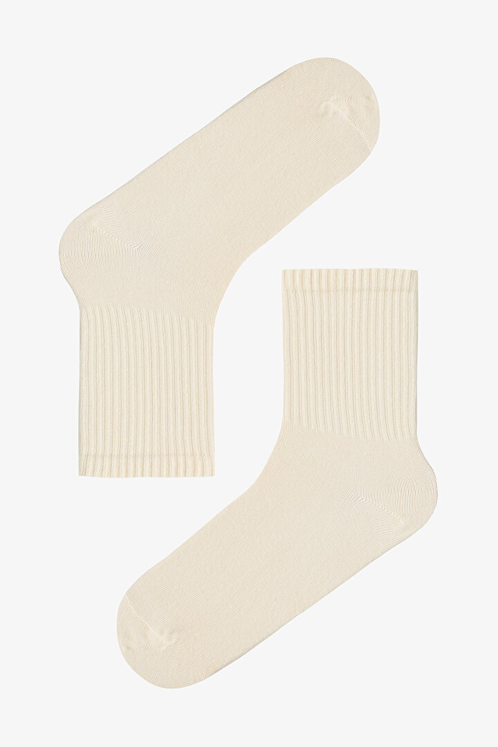 Yellow Floral 3'lü Soket Çorap - 2