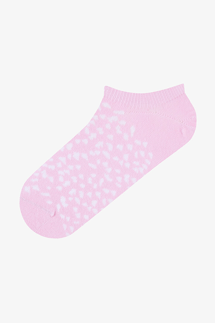 3 Çift Pamuklu Leopar Desenli Burun Dikişsiz Sneaker Çorap - 4