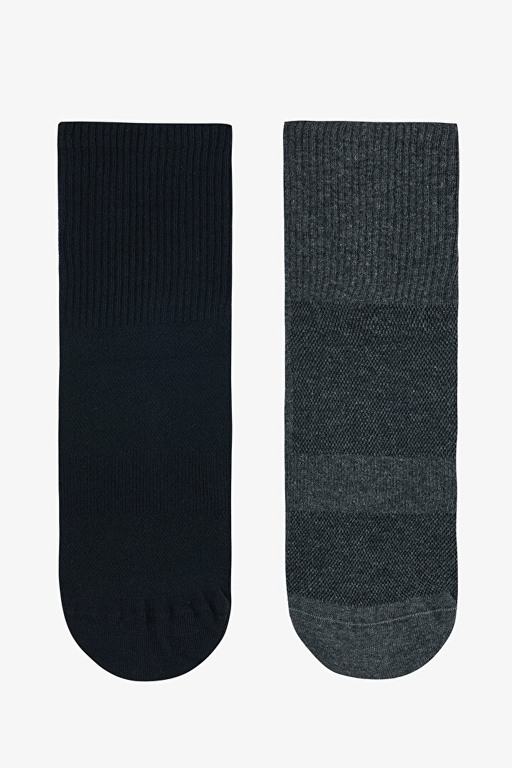 Siyah Antrasit Non Grip Sport  2li Soket Çorap - 1