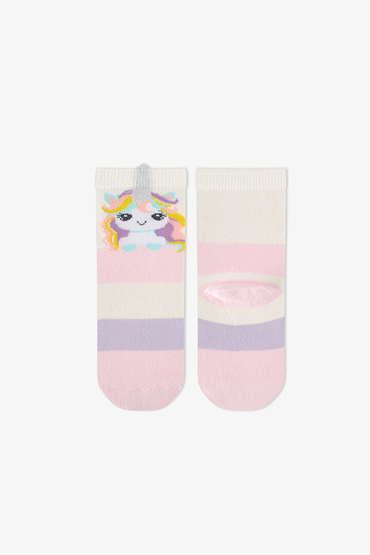 Girls' Unicorn Fantasy Cotton 4 Pack Ankle Socks - 2