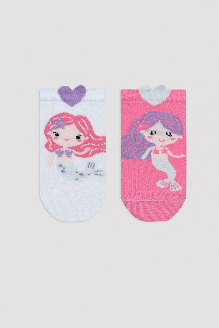 Girls Mermaid Detailed 2in1 Liner Socks - 1