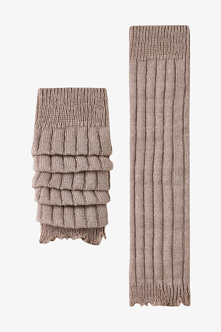 Bej Melanj Warm Ruffle Tozluk - 1