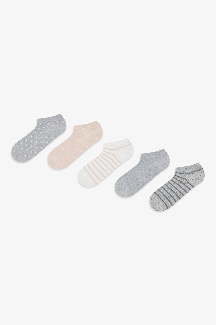 5 Pairs of Cotton Mixed Patterned Liner Socks - 1
