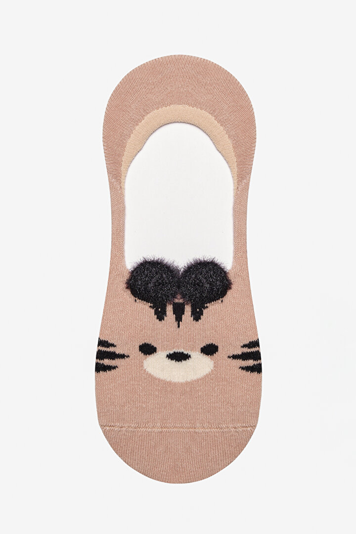 Fluffy Bear Beige Invisible Socks - 1