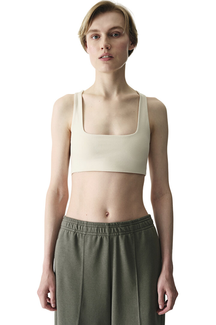 Taş Rengi Cotton Modal Blend Twisted Back Sütyen - 1