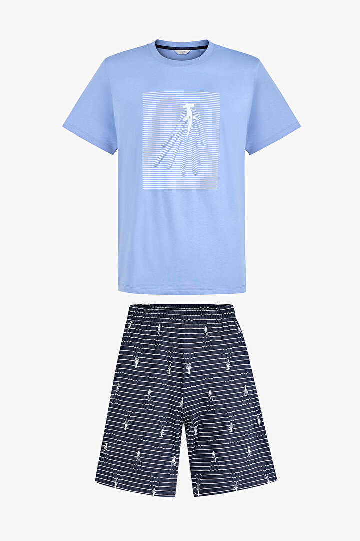 Erkek Renkli Lighthouse Bay Şortlu Pijama Takımı - 1