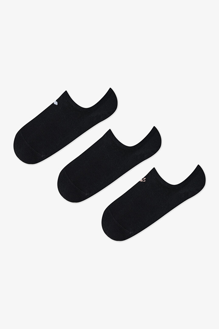 3 Çift Pamuklu Kalp ve Pati Nakışlı Sneaker Çorap - 1