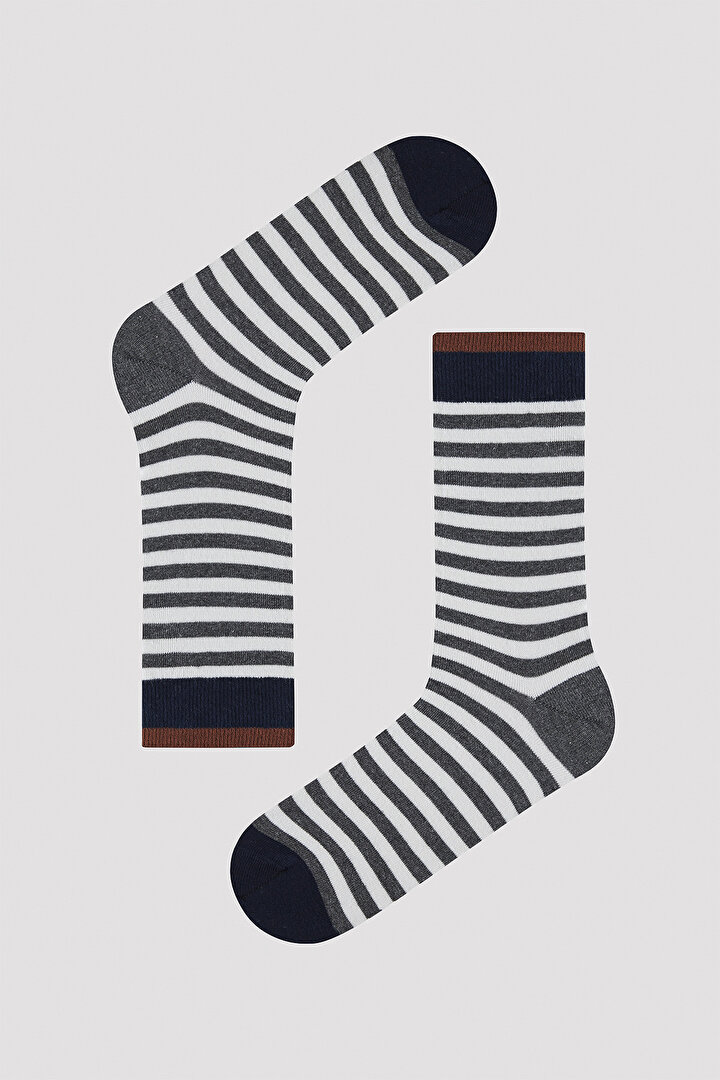 Erkek Çizgili 3lü Soket Çorap - 2