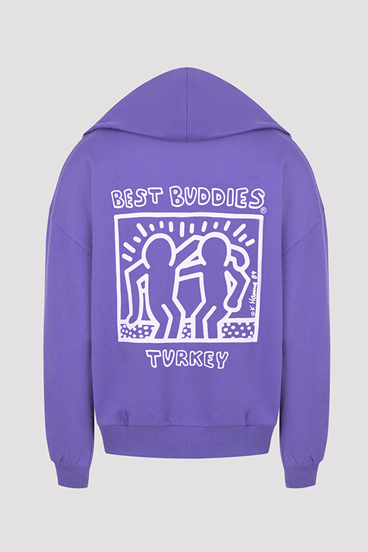 Purple Best Buddies Long Sleeve Hoodie Sweatshirt PHMEO1E923IY PR7 MOR Penti