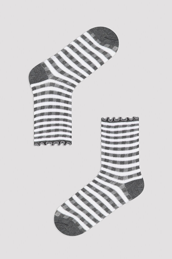Multi Colour Girls Line 2in1 Soket Socks - 2