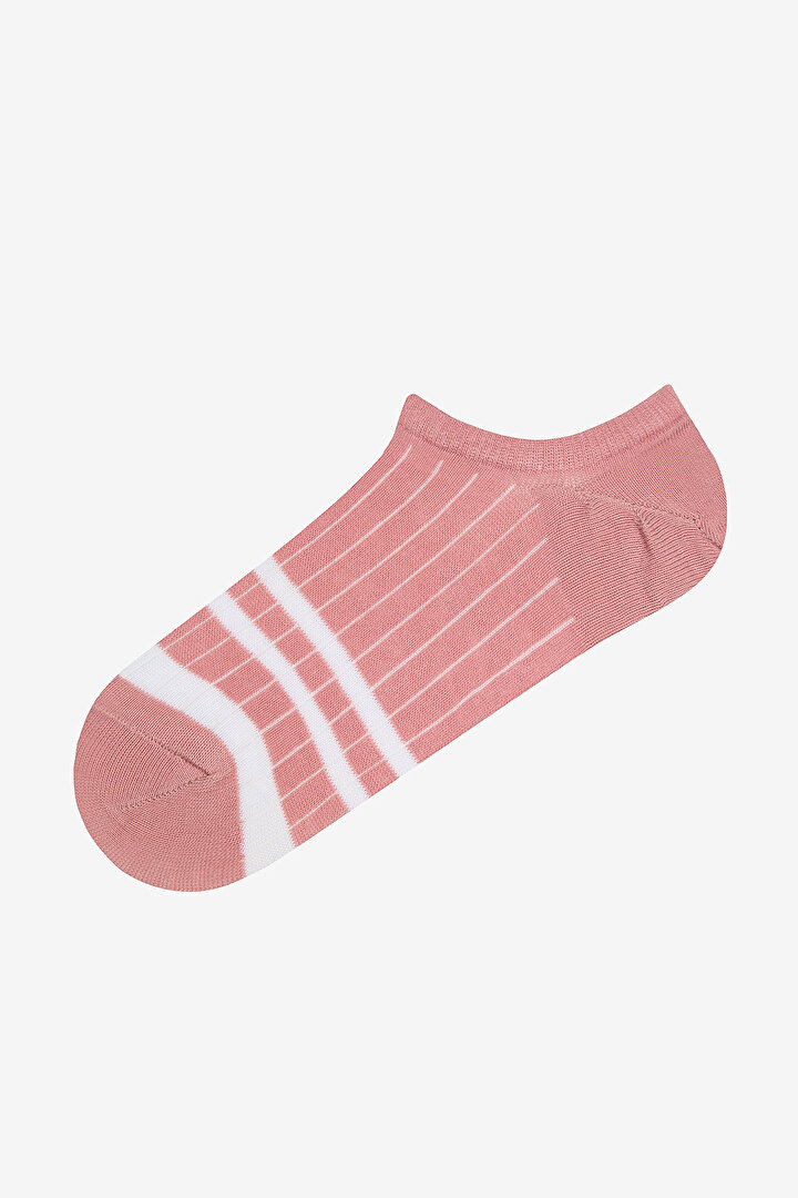 Rib Line Pembe Gri Beyaz 3lü Sneaker Çorap - 2