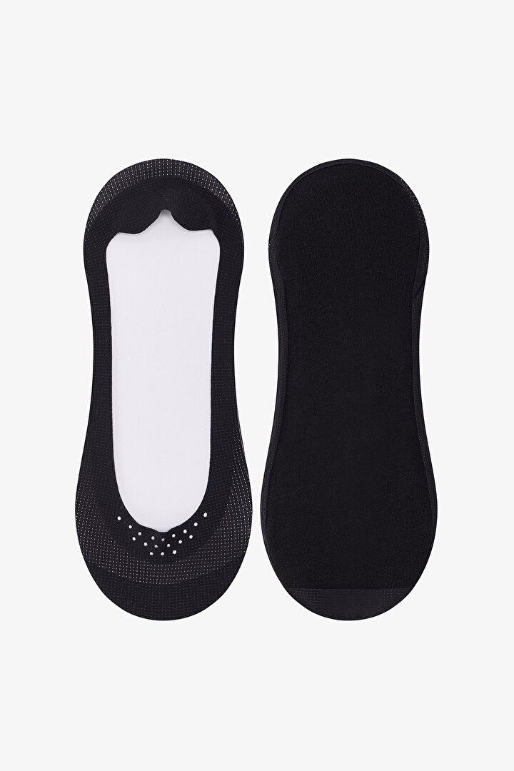 Lazer Kesim Kaydırmaz Topuk Babet Çorap - 1