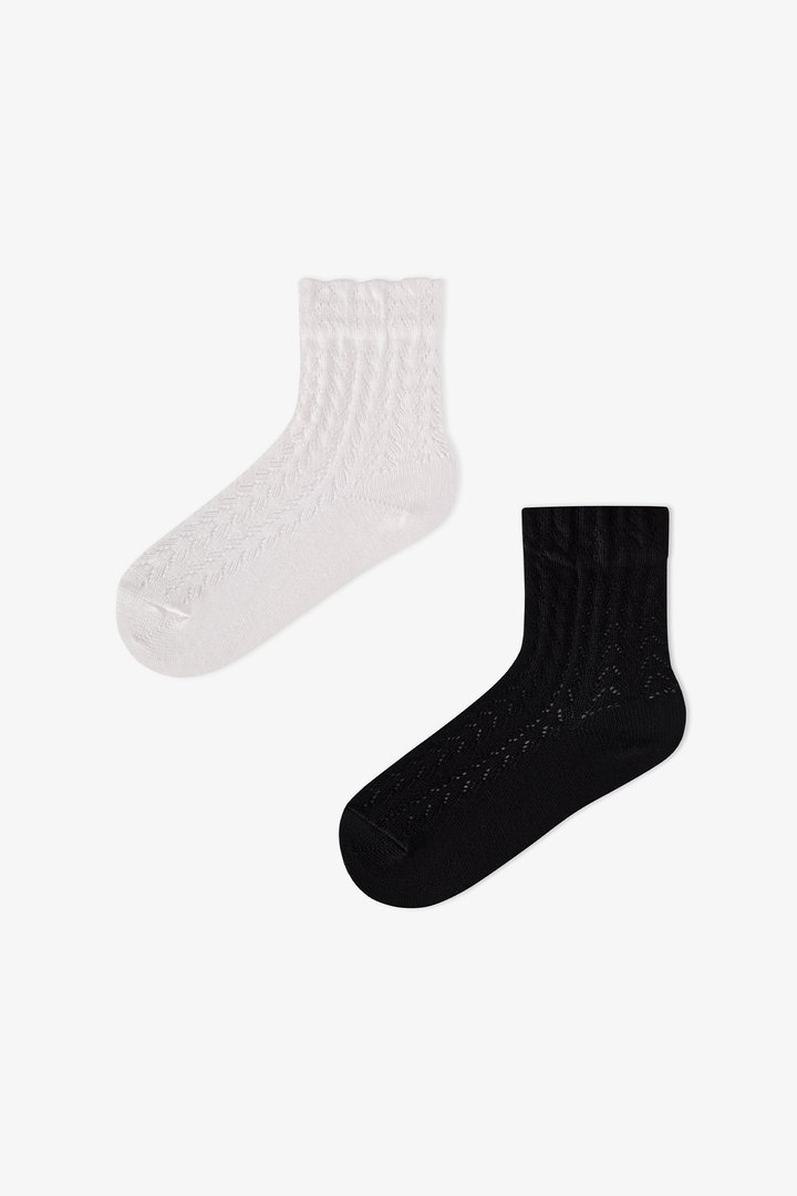 Kız Çocuk Angel Lace Pamuklu 2 Çift Soket Çorap - 1
