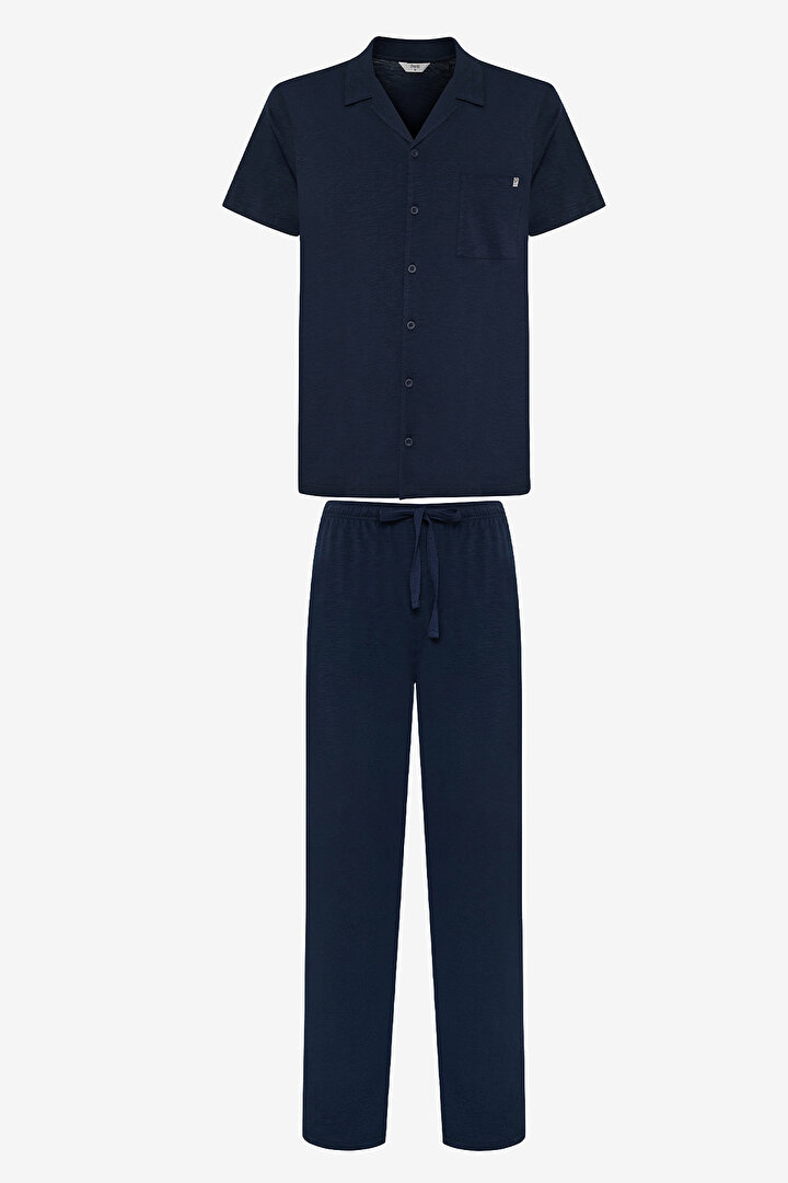 Navy Shirt PJ Set - 1