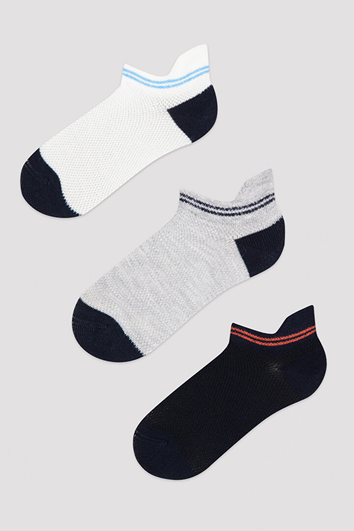 Multi Colored Simple Blue 3In1 Liner Socks - 1