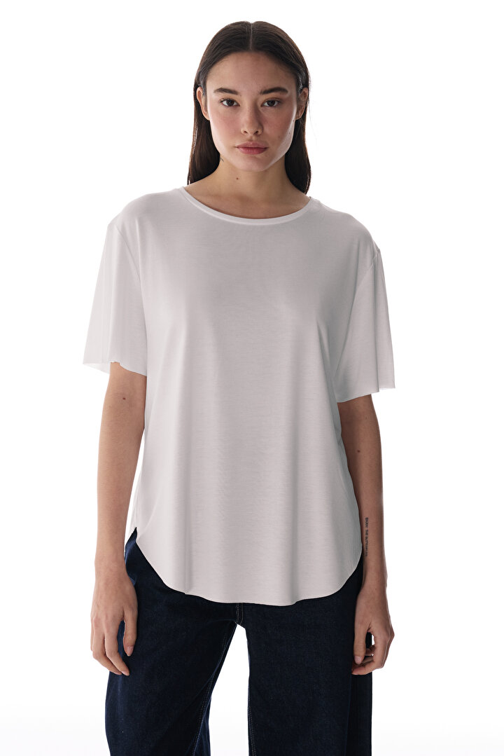 White Crew Neck Active T Shirt - 1