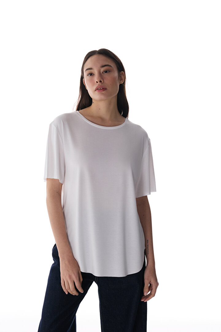 White Crew Neck Active T Shirt - 2
