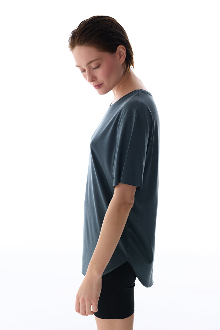 Gray Crew Neck Active T Shirt - 2