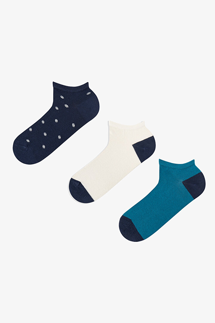 Erkek Renkli Dot Game 3'lü Patik Çorap - 1